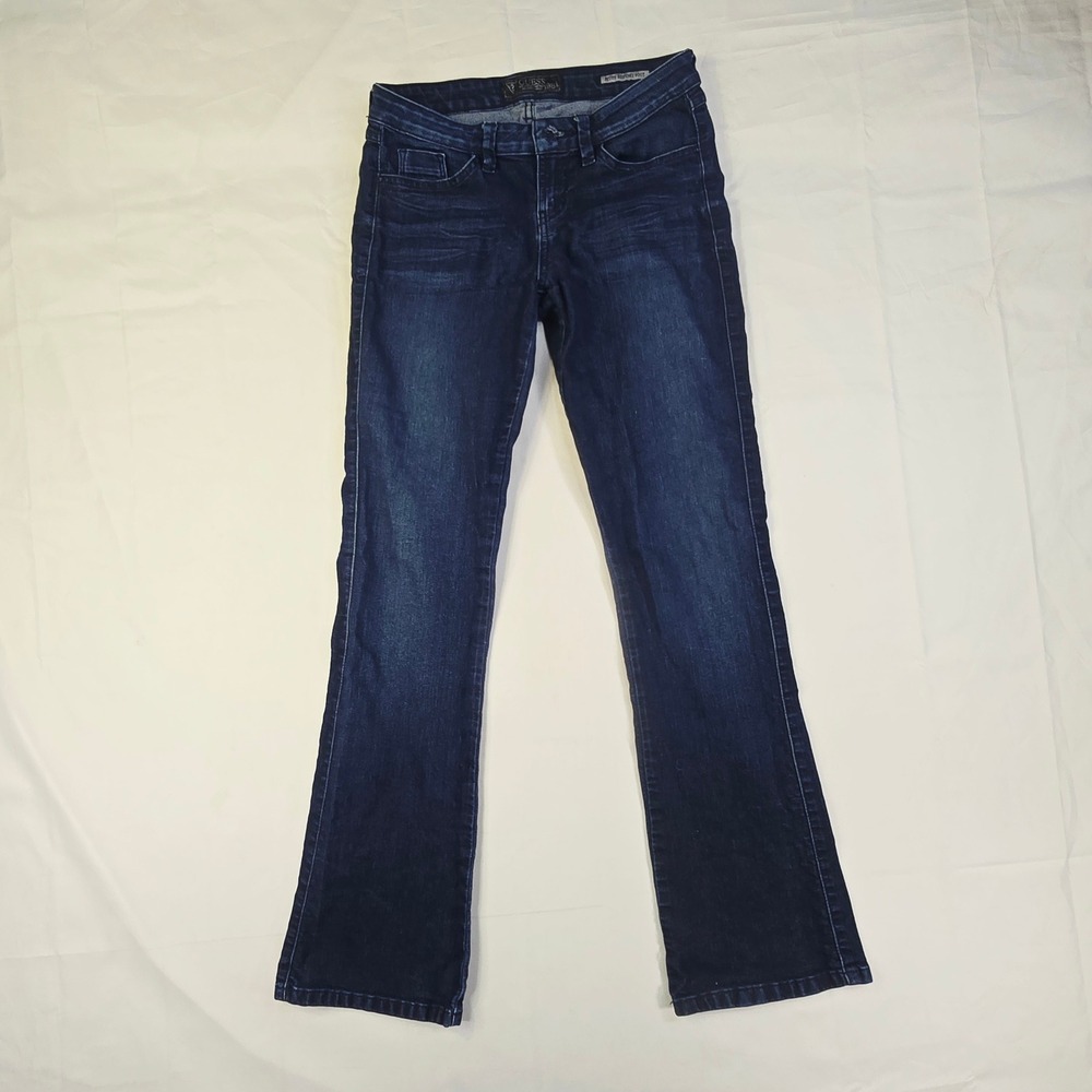 Guess Petite Brittney Boot Jeans Womens 26 Dark Blue Wash Low Rise Bootcut